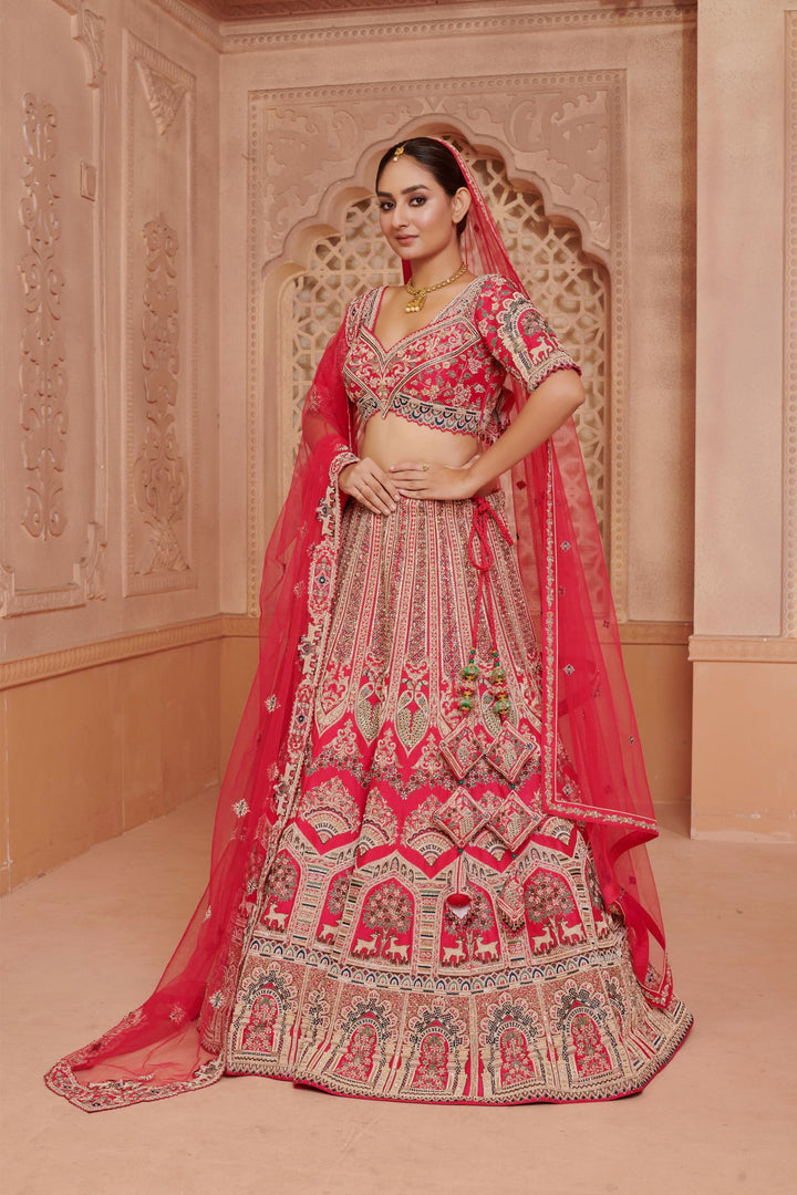 Rajputana Haveli Inspired Lehenga with double dupatta, Customizable, Made to Order