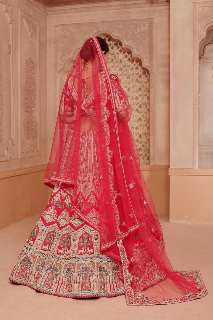 Rajputana Haveli Inspired Lehenga with double dupatta, Customizable, Made to Order