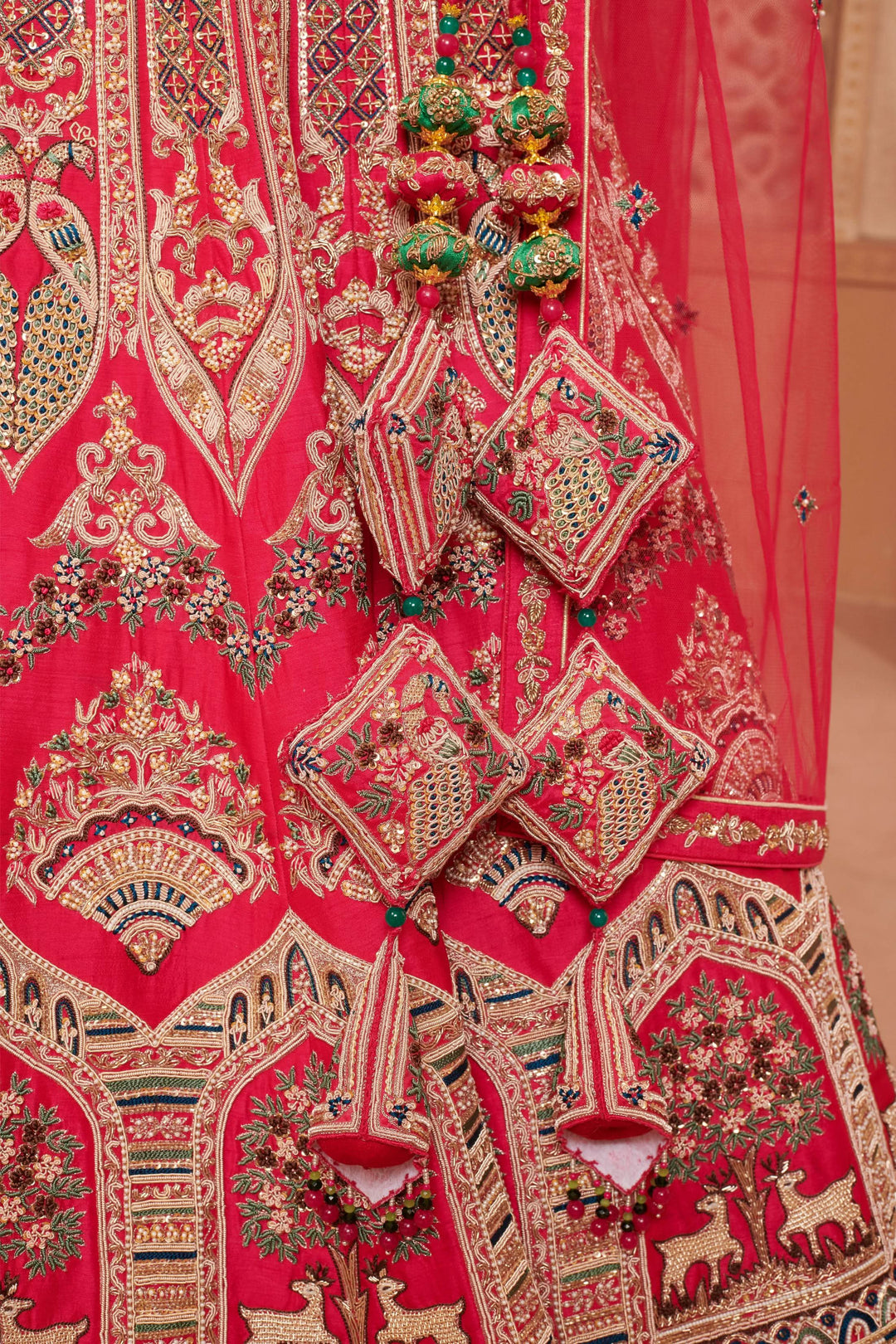 Rajputana Haveli Inspired Lehenga with double dupatta, Customizable, Made to Order