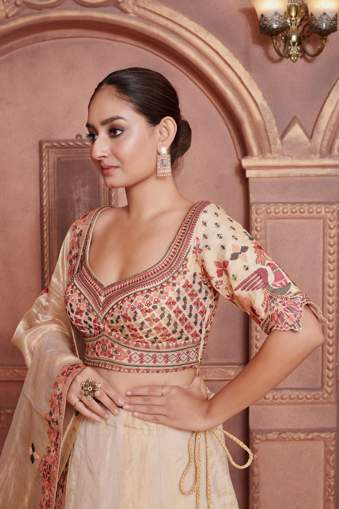 Persian Dust Lehenga with Zardosi embroidery, Customizable, Made to Order