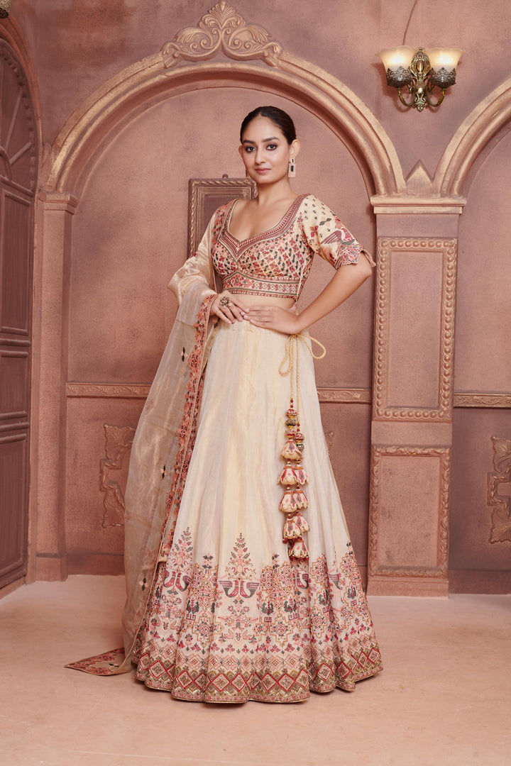 Persian Dust Lehenga with Zardosi embroidery, Customizable, Made to Order