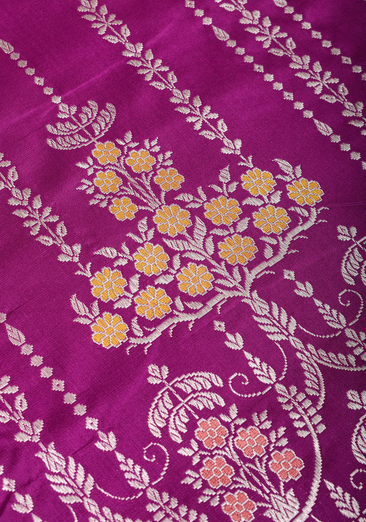 Magenta Exquisite Chandelier Design Grand kadhuwa Meenakari Banarasi Katan Silk Saree  | SILK MARK CERTIFIED