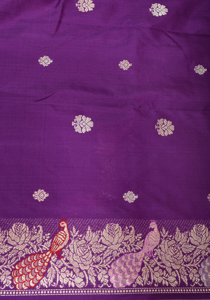 Exquisite Purple Meenakari Banarasi Silk Saree  Shikaargah Leheria Jaal|CERTIFIED SILK