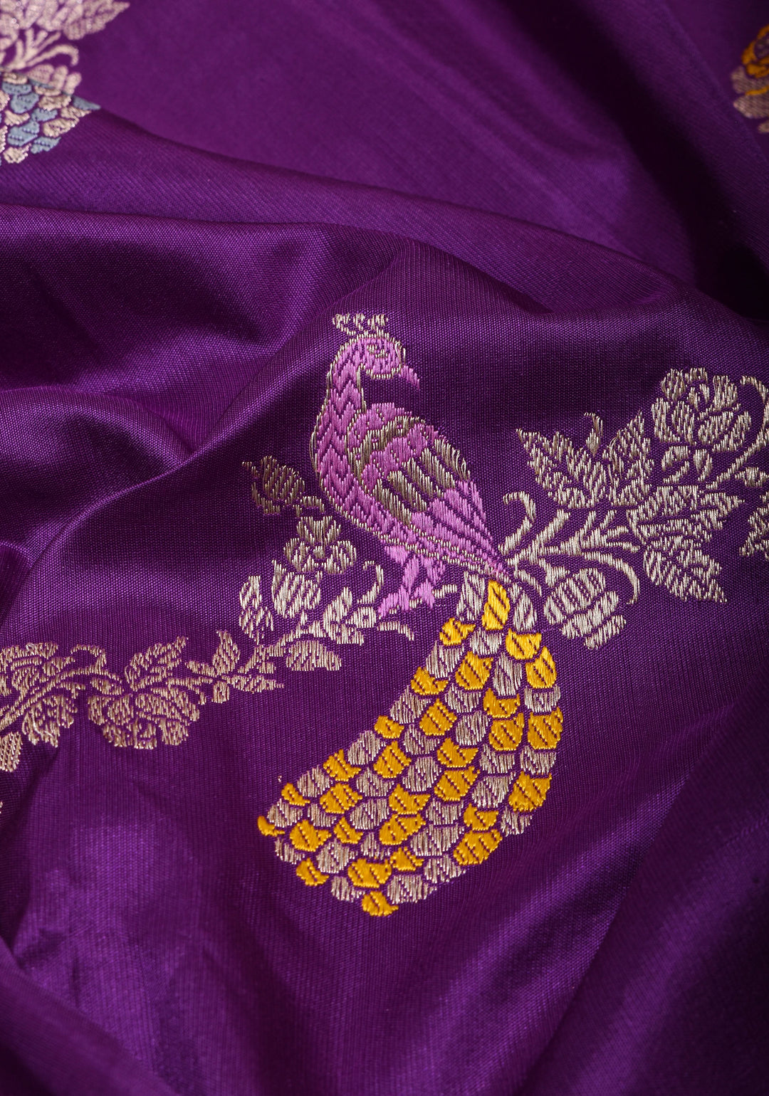 Exquisite Purple Meenakari Banarasi Silk Saree  Shikaargah Leheria Jaal|CERTIFIED SILK