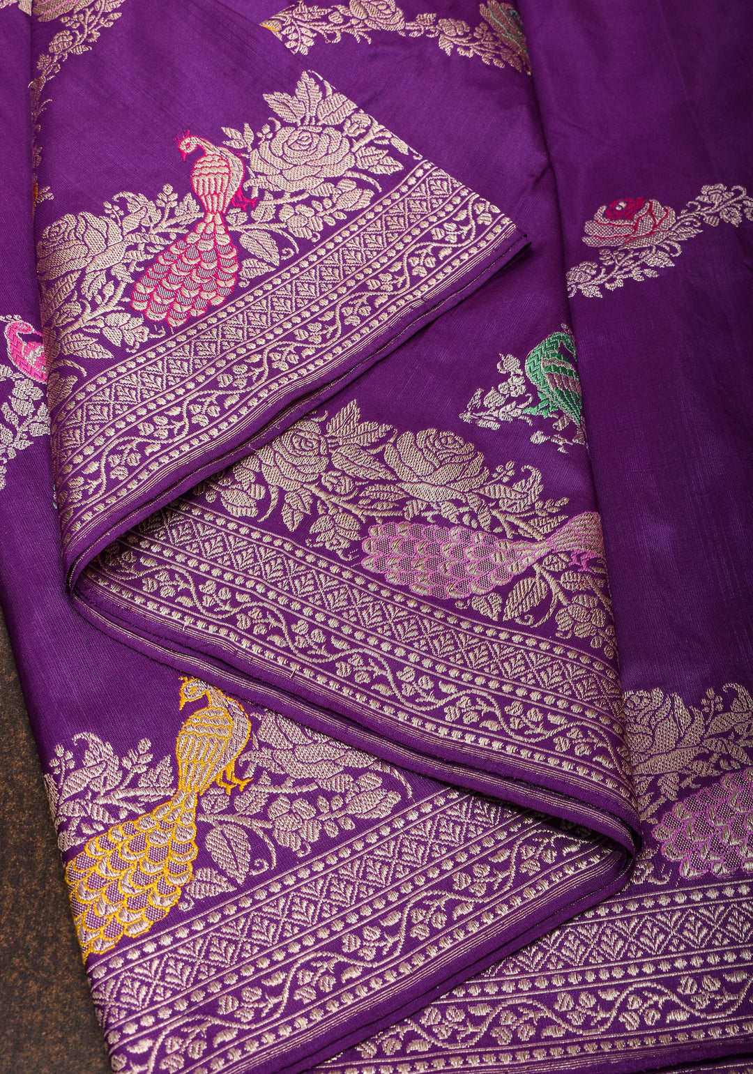 Exquisite Purple Meenakari Banarasi Silk Saree  Shikaargah Leheria Jaal|CERTIFIED SILK