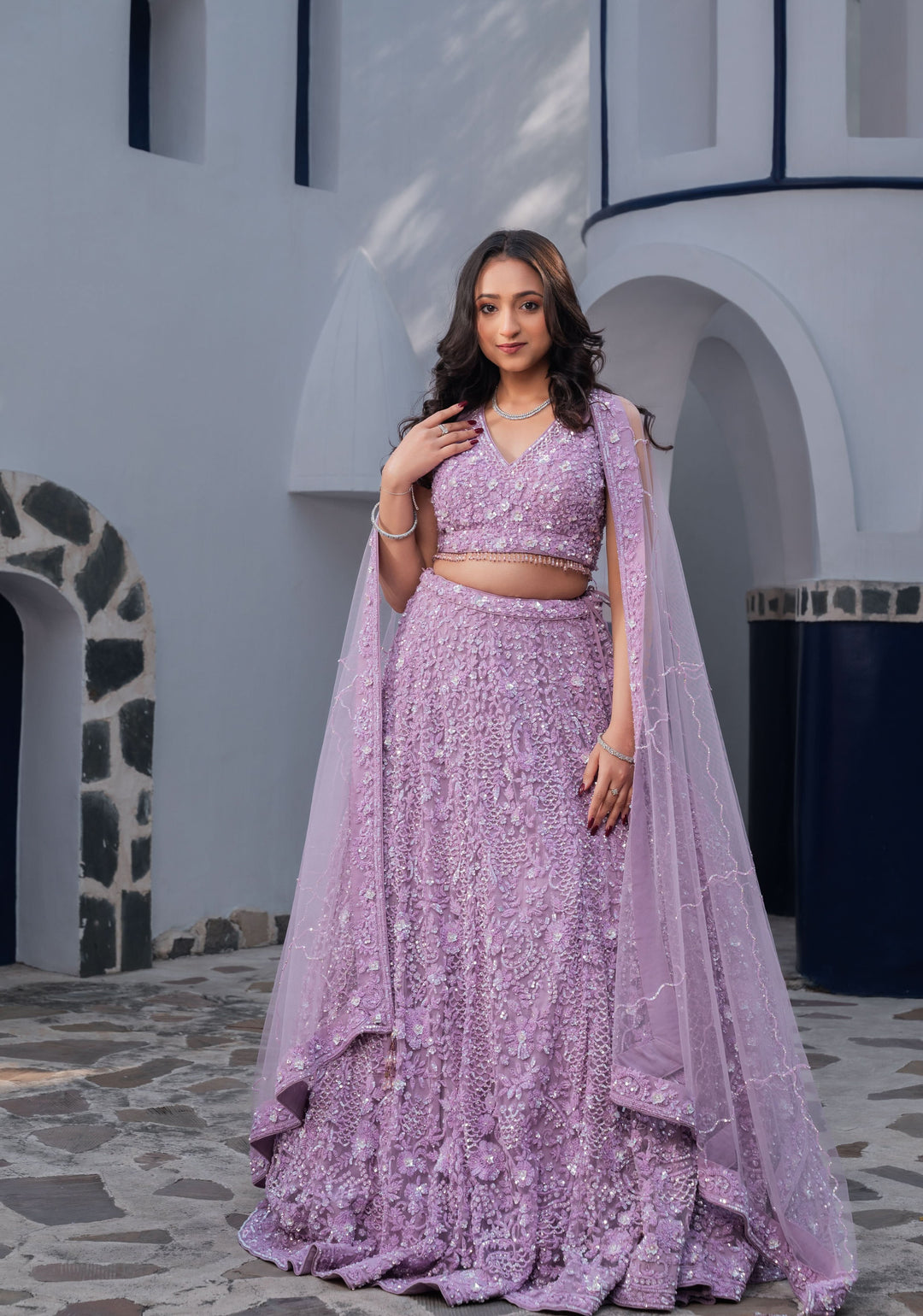 Orchid Romance - Exquisite Hand Embellished 3 Piece Lehenga Set, Customizable, Made to Order