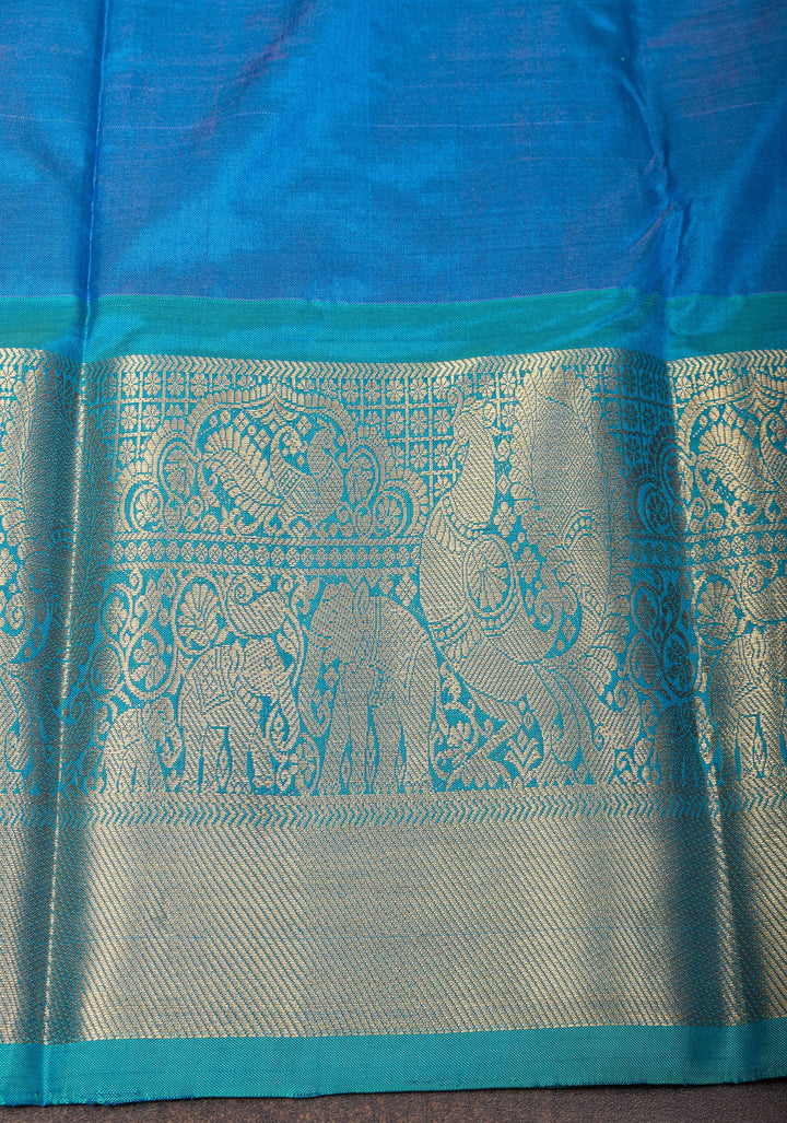 Frosty Lilac Ikkat Kanjivaram Fusion Silk Saree with Butterfly Panel and Contrast Zari Border| CERTIFIED SILK