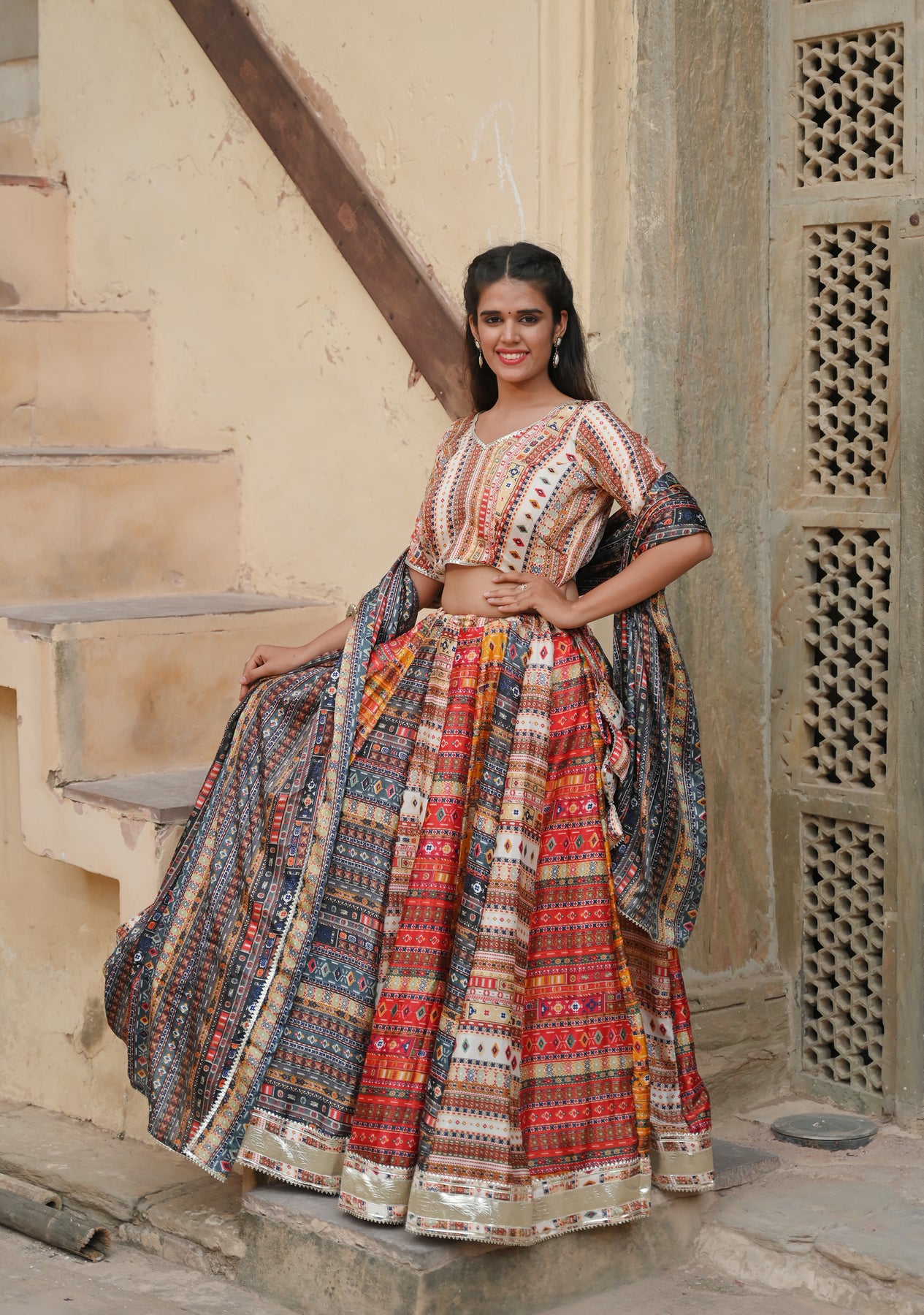 Buy Made to Order Indian Designer Abla Work Georgette Ruffled Lehenga Choli  for Wedding Bridesmaid Dress Pale Brown Online in India - Etsy