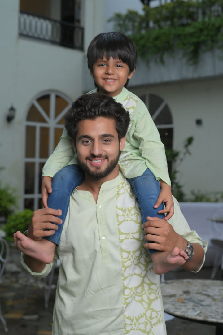 Patchwork Gardenia Short Kurta for Men | Made to Order