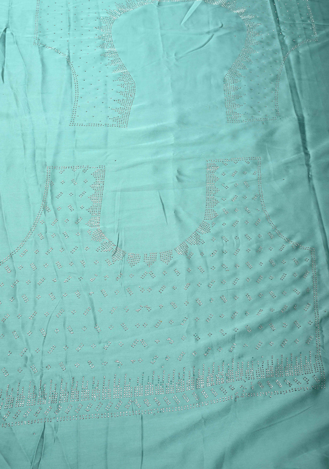 Mint Green Satin Saree with Tone on Tone Powder Stones