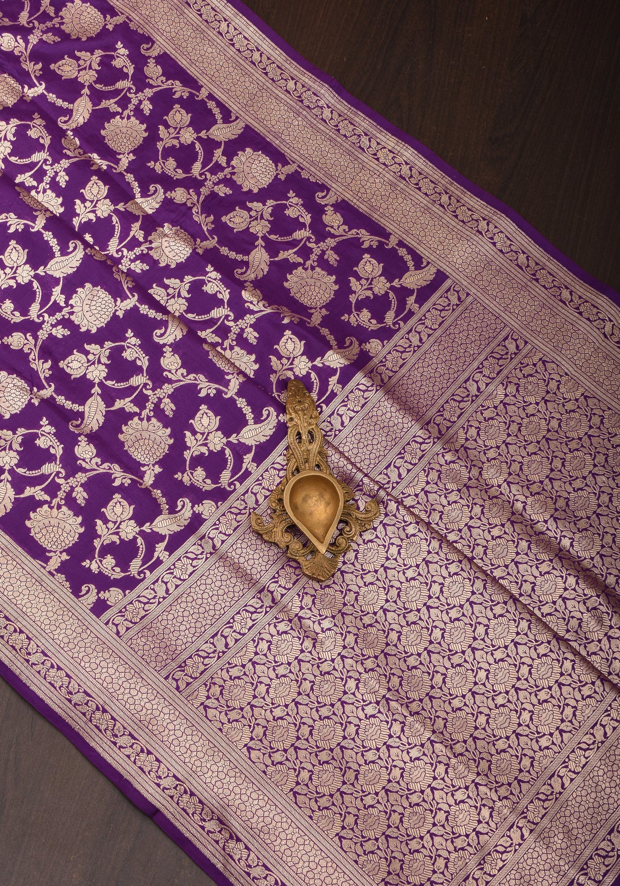 Jamuni Purple Exquisite Pure Banarasi Silk Saree with Floral jaal | SI –  Shobitam