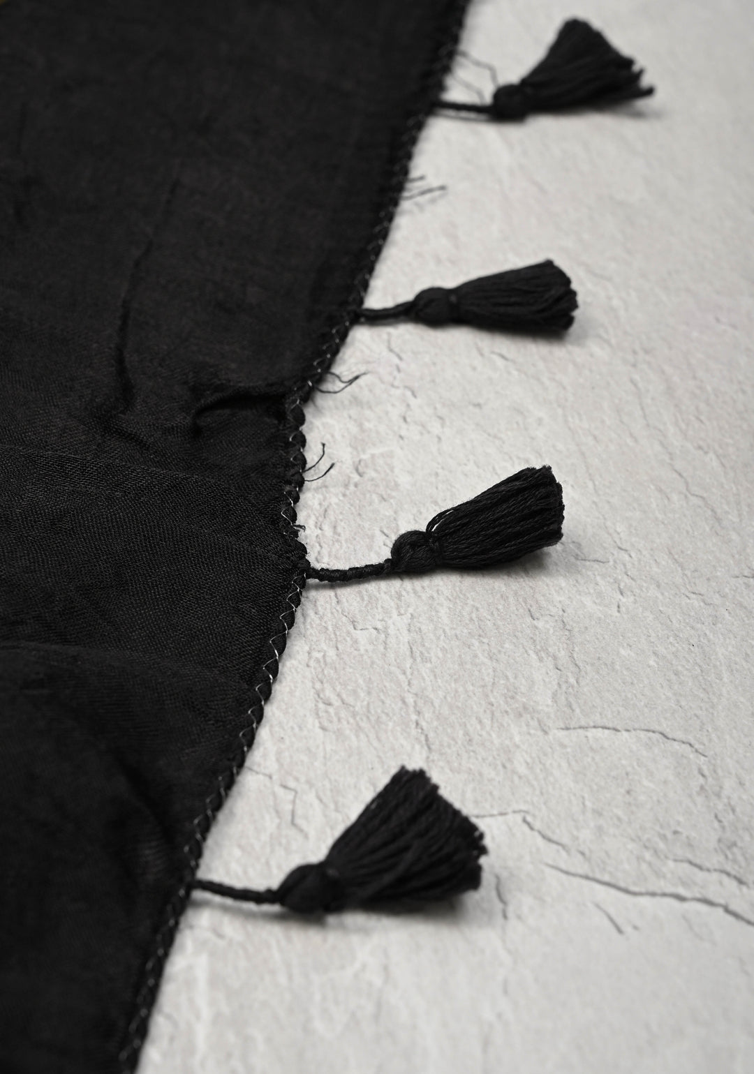 Black Gajji Silk Saree with Mirror work and Crushed Pallu