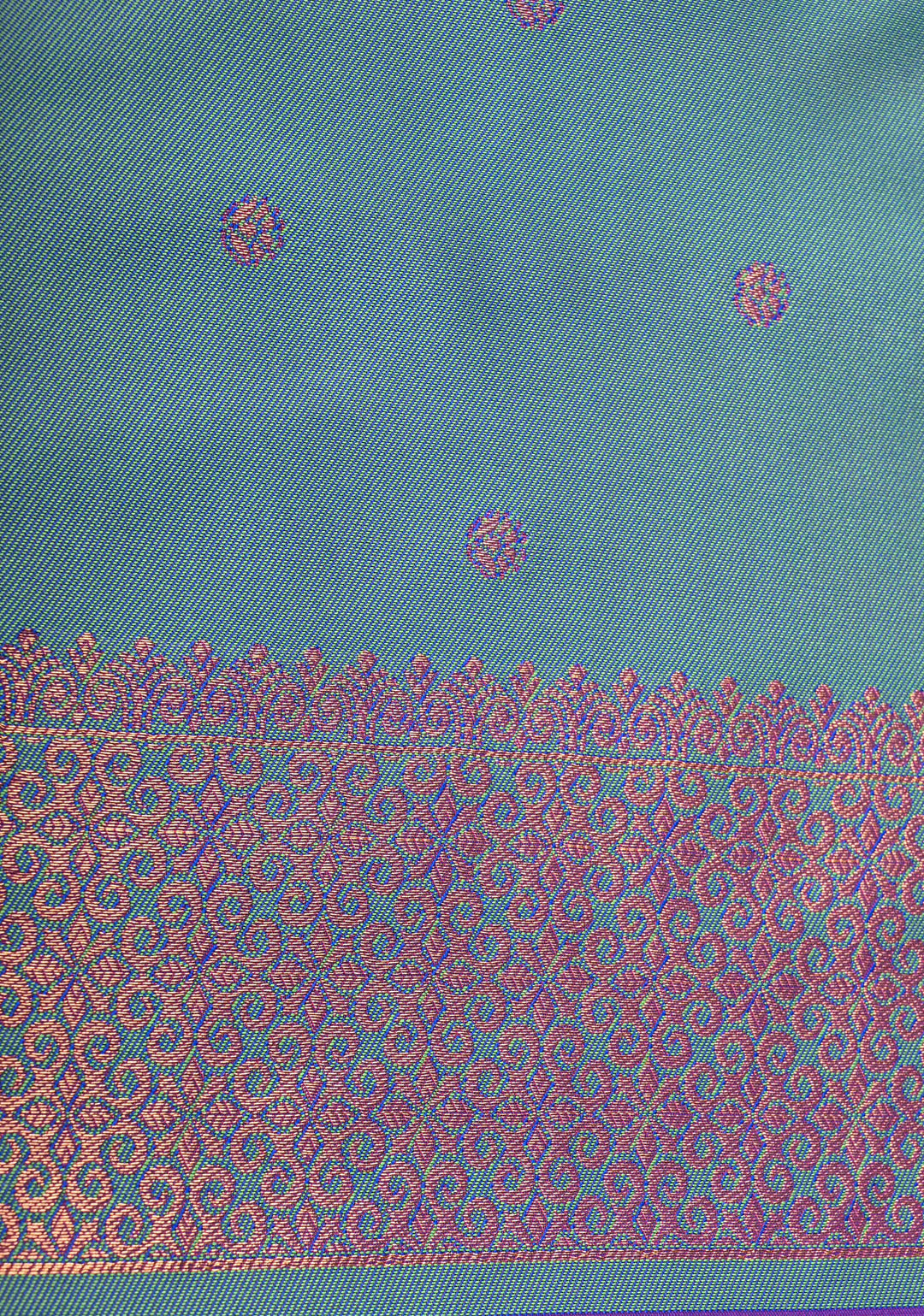 Purple Dual tone Kanchi Semi Silk Saree with Meenakari Floral Buttas and Contrast Zari Border