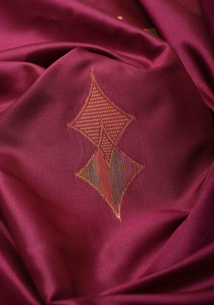 Magenta Kanchi Semi Silk Saree with Meenakari Floral Buttas and Zari Border