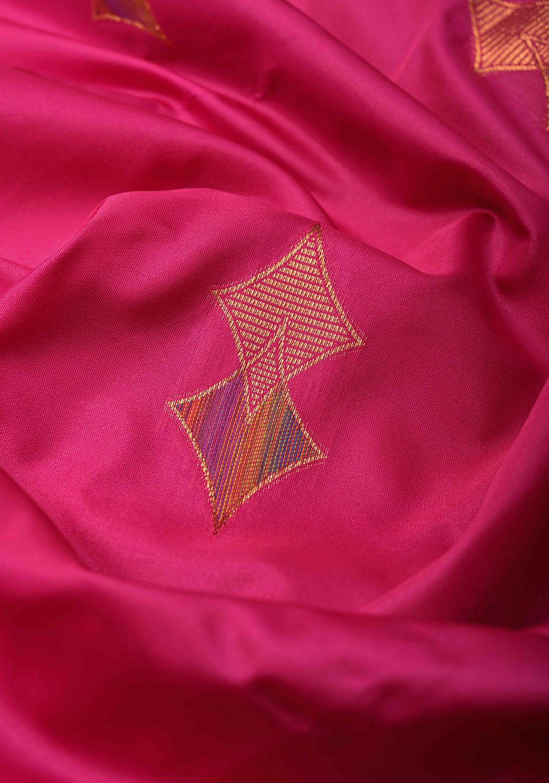 Deep Pink Kanchi Semi Silk Saree with Meenakari Floral Buttas and Zari Border