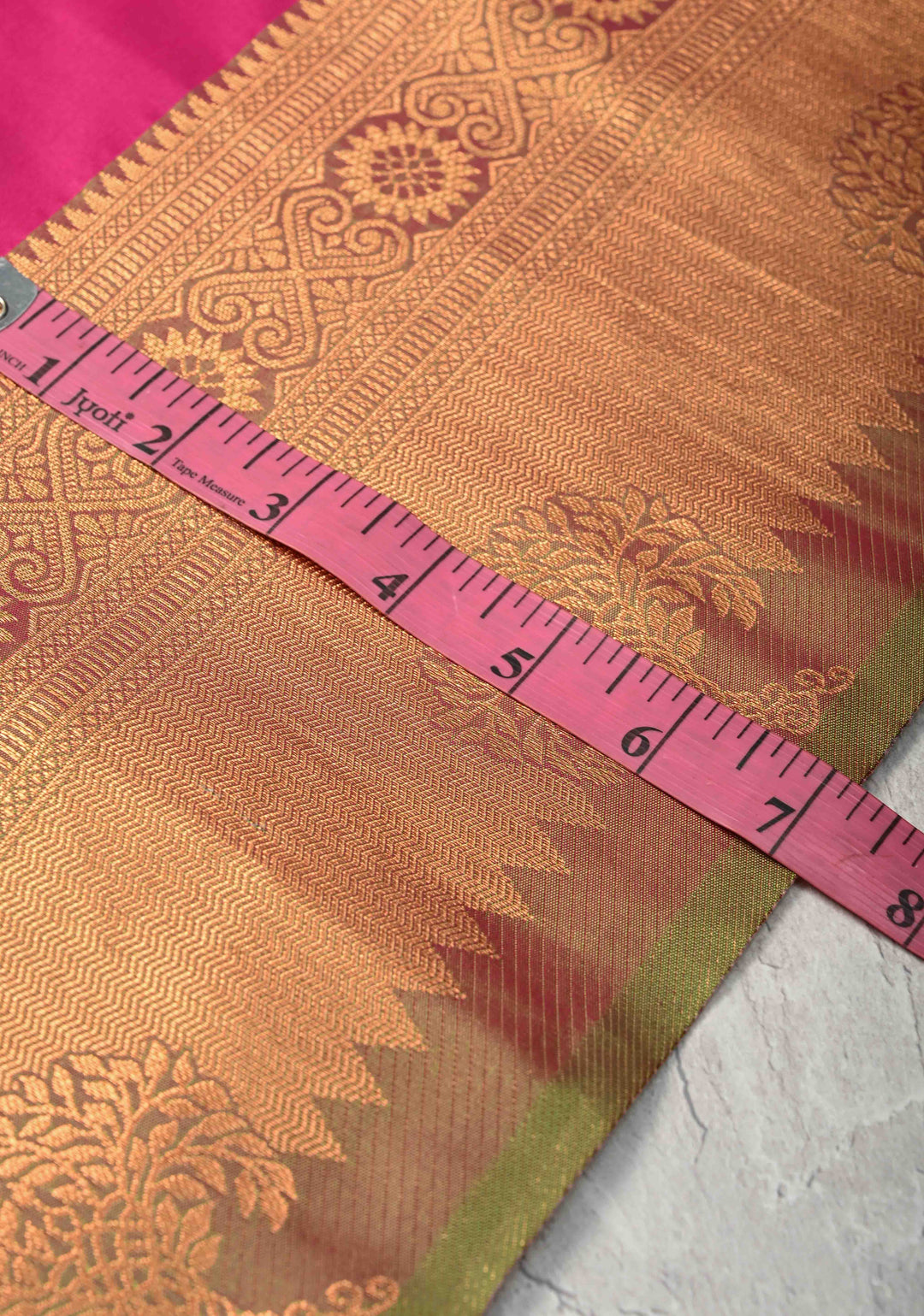 Deep Pink Kanchi Semi Silk Saree with Meenakari Floral Buttas and Zari Border