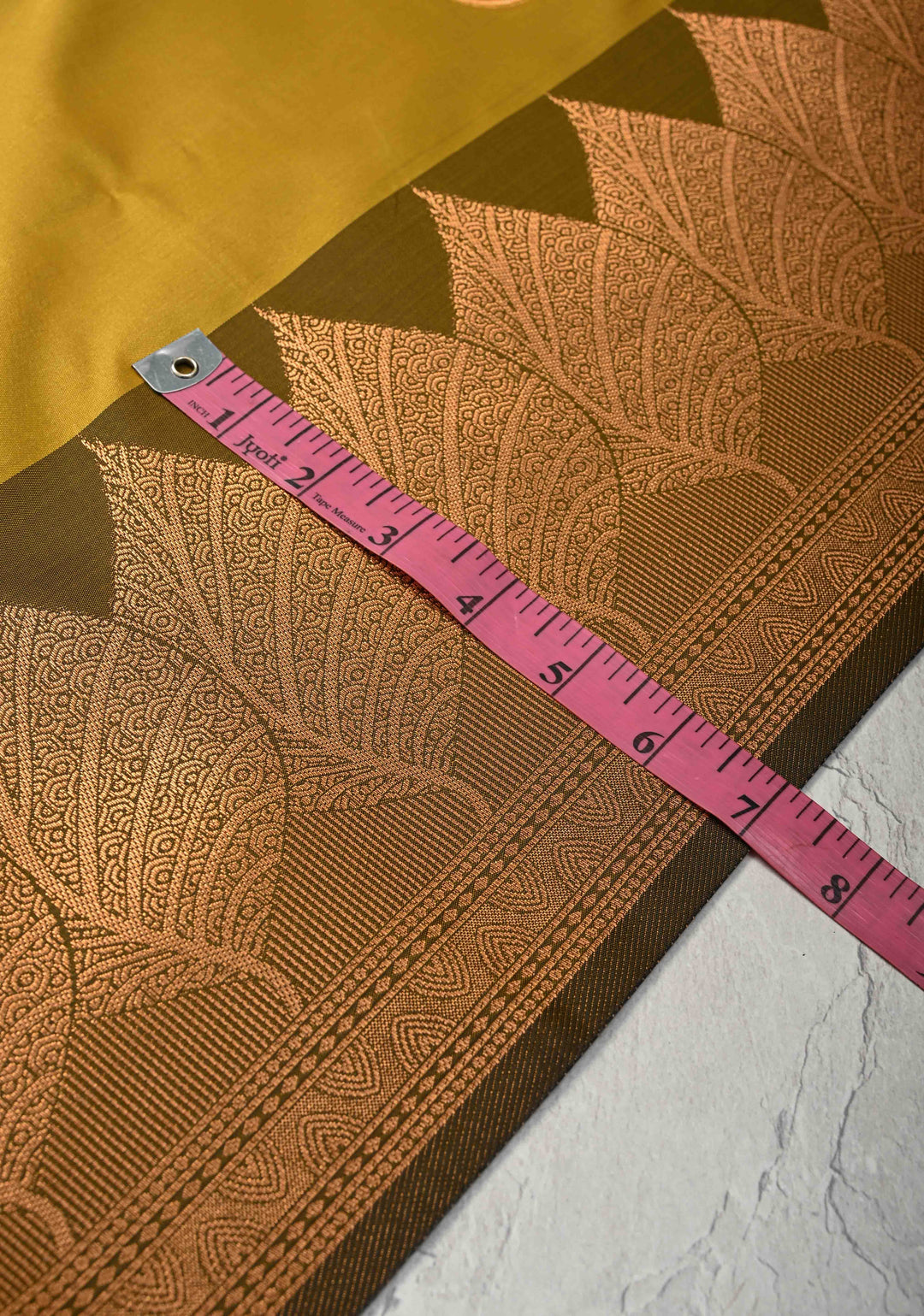 Moss Green Kanchi Semi Silk Saree with Leaf Buttas and Zari Border