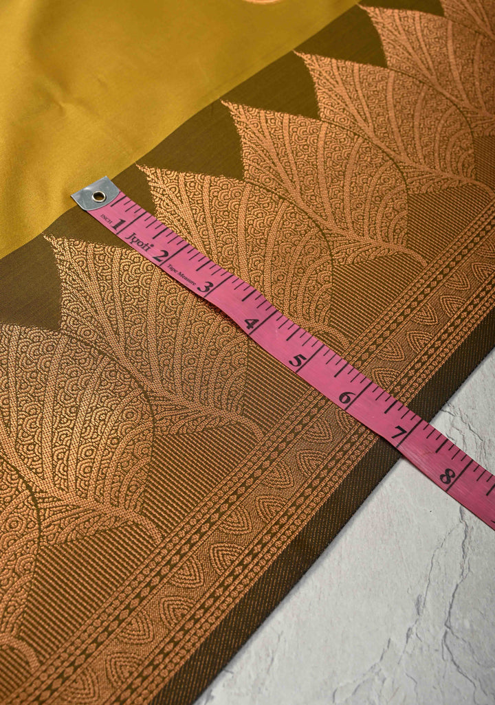 Moss Green Kanchi Semi Silk Saree with Leaf Buttas and Zari Border