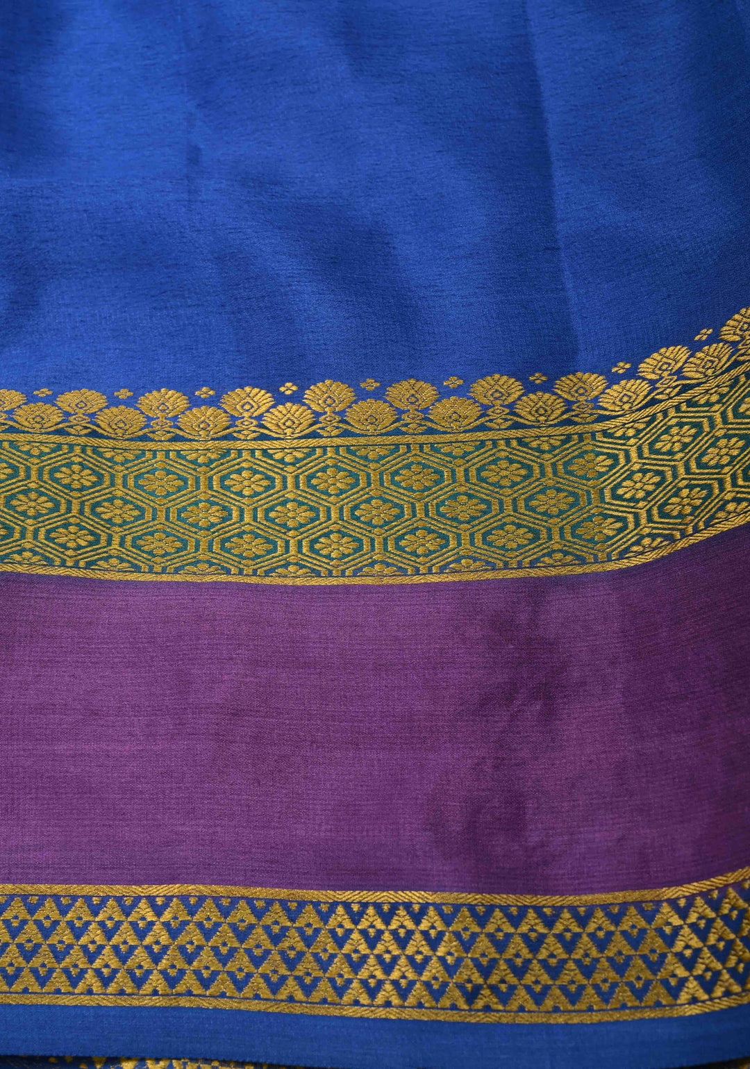 Fog Grey White Mysore Silk saree with Parsi Gara style machine embroidery and  KSIC Grade Thickness | SILK MARK CERTIFIED