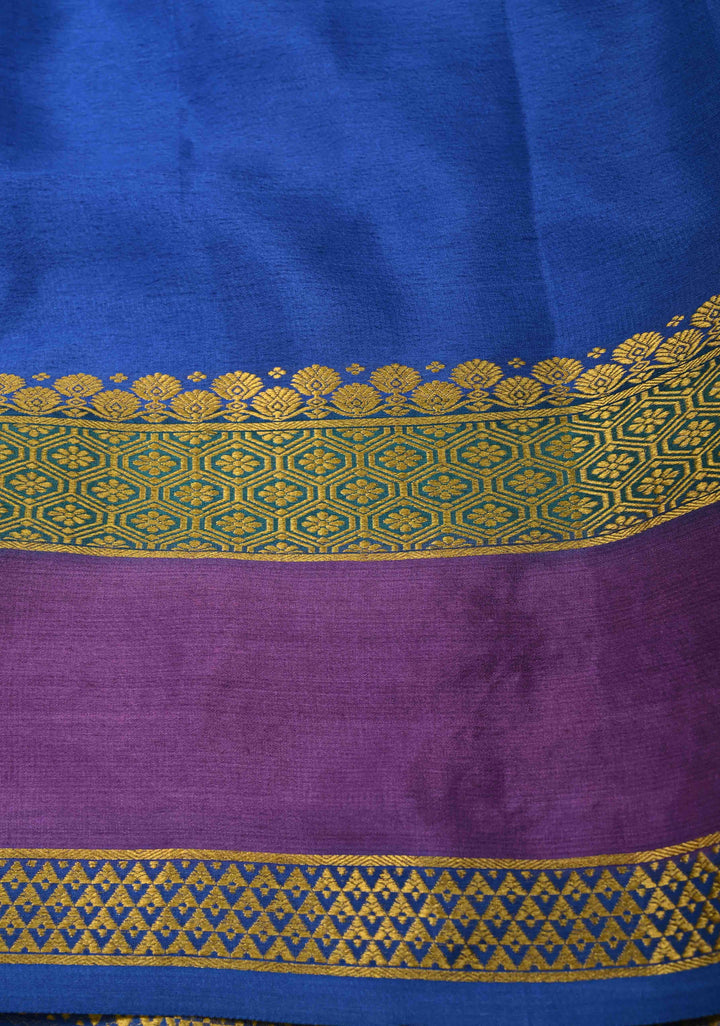 Fog Grey White Mysore Silk saree with Parsi Gara style machine embroidery and  KSIC Grade Thickness | SILK MARK CERTIFIED