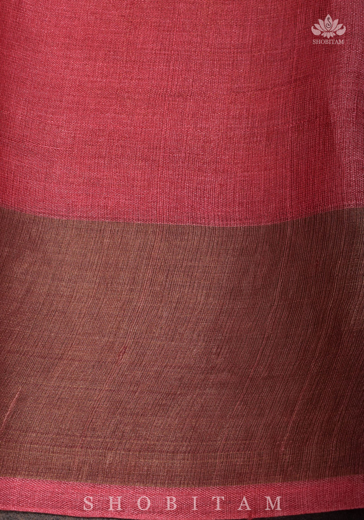 Jari Tussar Silk Saree with Floral Digital Print in Beige | SILK MARK CERTIFIED jii