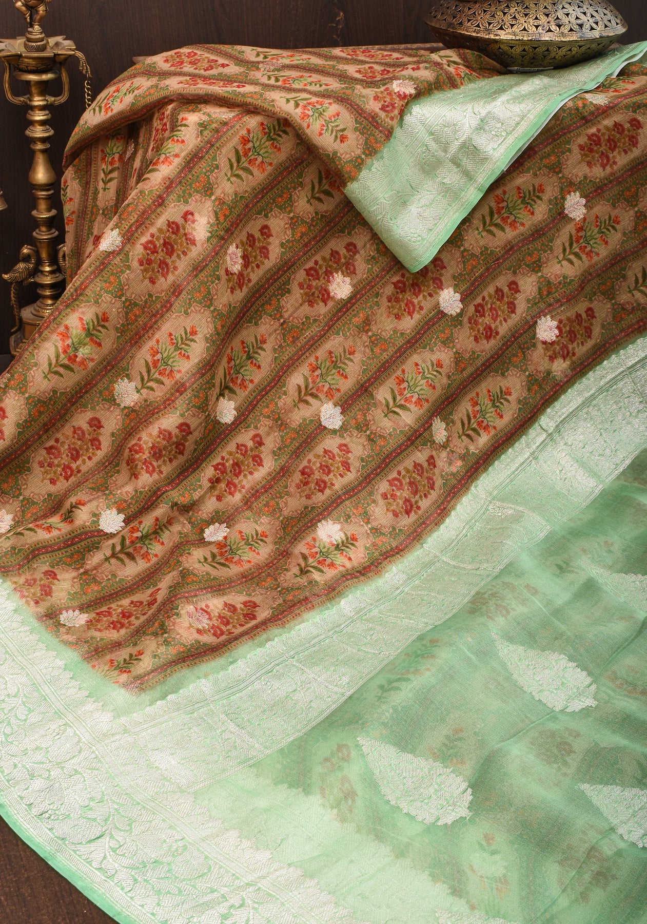 Pure Banarasi Silk Unstitched Suit With Banarasi Dupatta – Leheriya