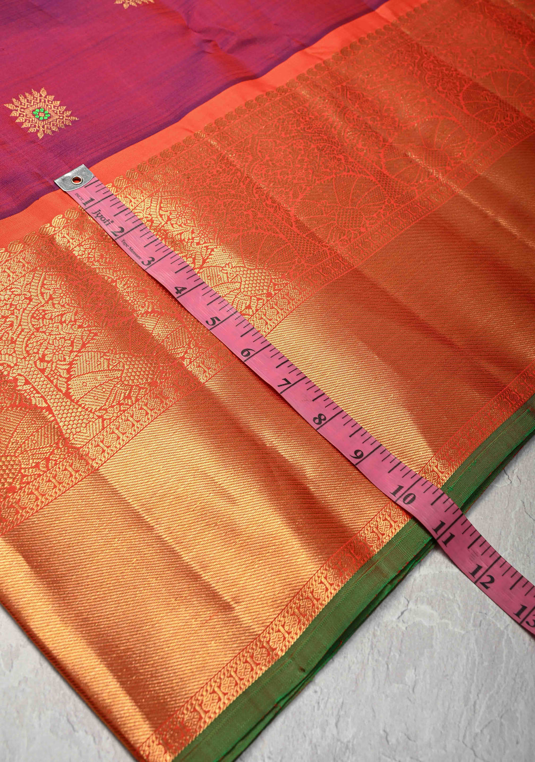 Purple Dual tone Gadwal Pure Silk Saree with Meenakari Buttas and Contrast Zari Border | SILK MARK CERTIFIED