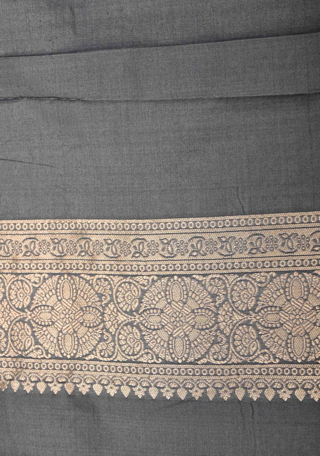 Sage Green jaal Banarasi Katan Silk Saree with Zari Border  | SILK MARK CERTIFIED