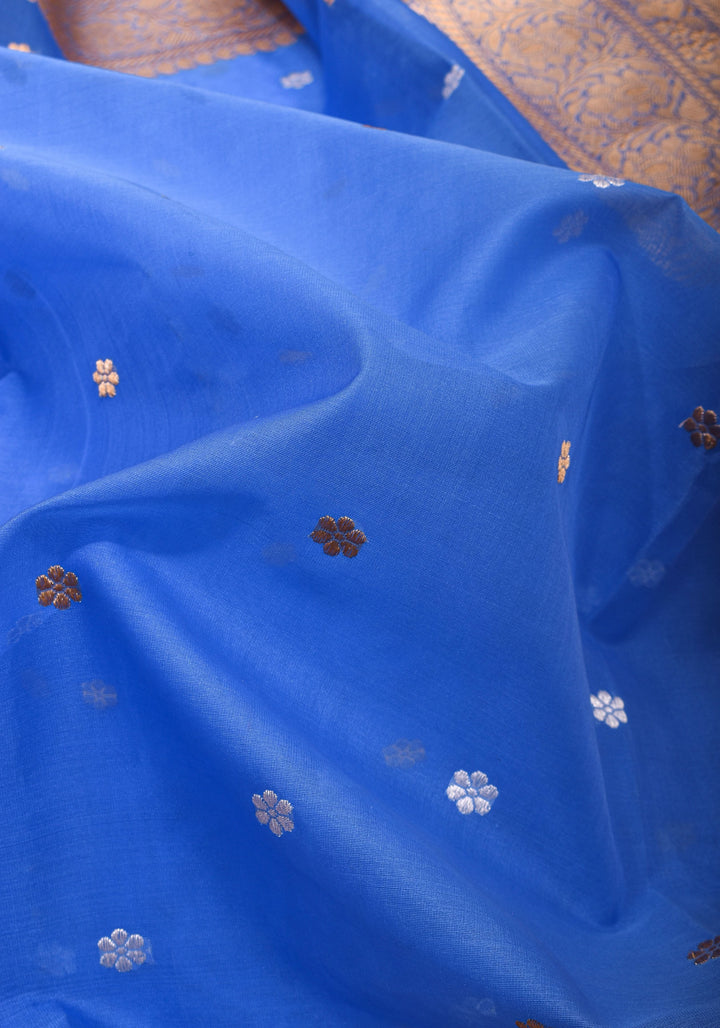Exquisite Banarasi Kora Silk Saree in Berry Blue with Sona Rupa Zari and Resplendent Pallu  | SILK MARK CERTIFIED