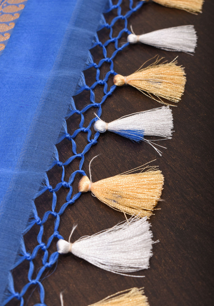 Exquisite Banarasi Kora Silk Saree in Berry Blue with Sona Rupa Zari and Resplendent Pallu  | SILK MARK CERTIFIED