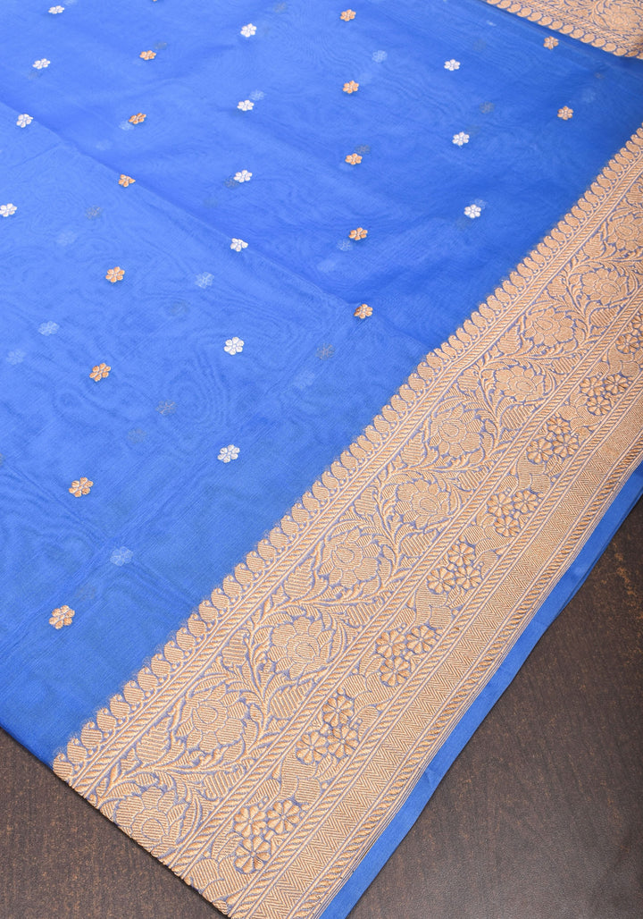 Exquisite Banarasi Kora Silk Saree in Berry Blue with Sona Rupa Zari and Resplendent Pallu  | SILK MARK CERTIFIED