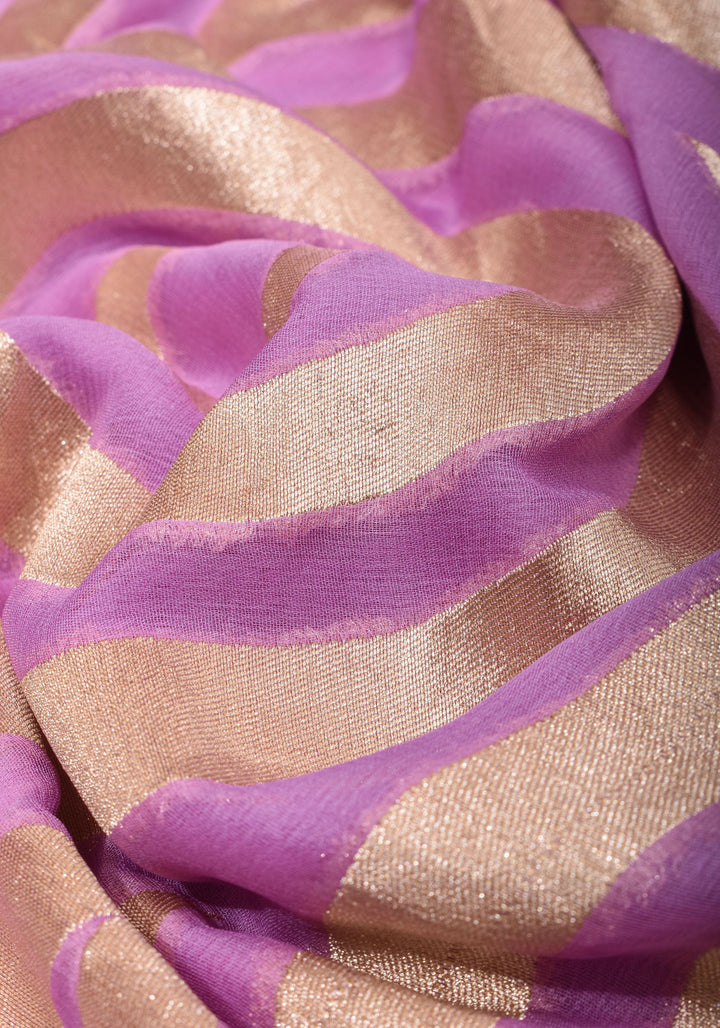 Light Violet Georgette Saree with Contemporary Swirls Jaal Zari | SILK MARK CERTIFIED