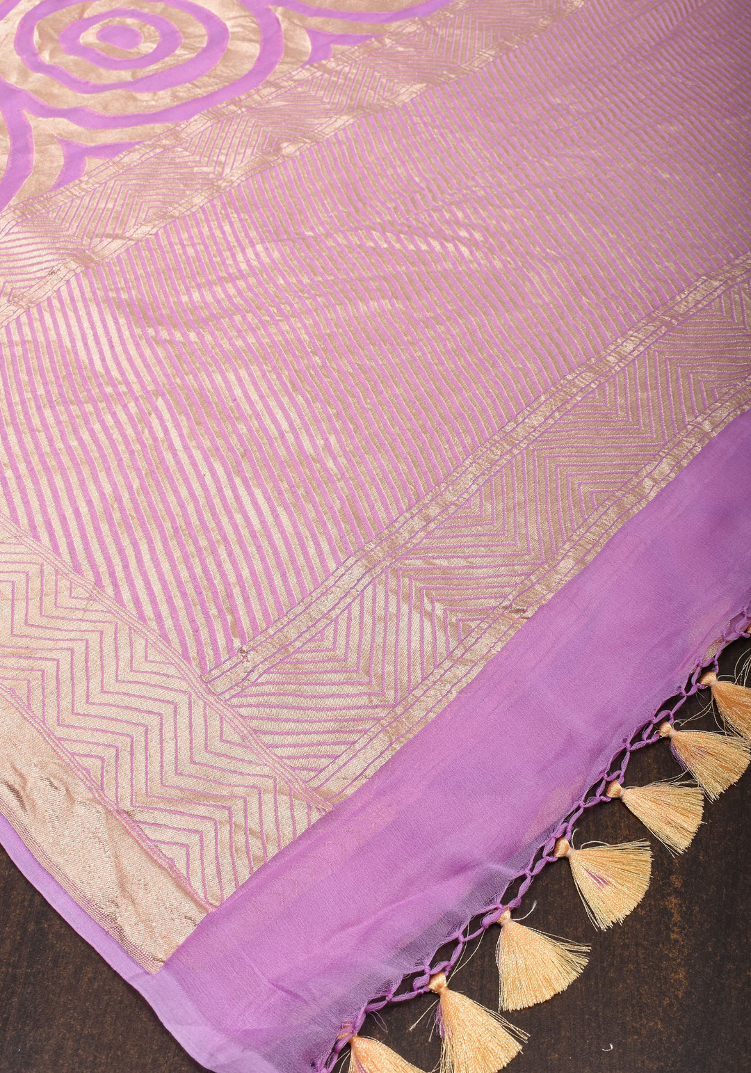 Light Violet Georgette Saree with Contemporary Swirls Jaal Zari | SILK MARK CERTIFIED