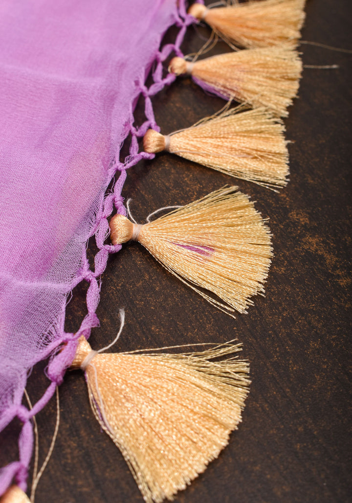 Light Violet Georgette Saree with Contemporary Swirls Jaal Zari | SILK MARK CERTIFIED