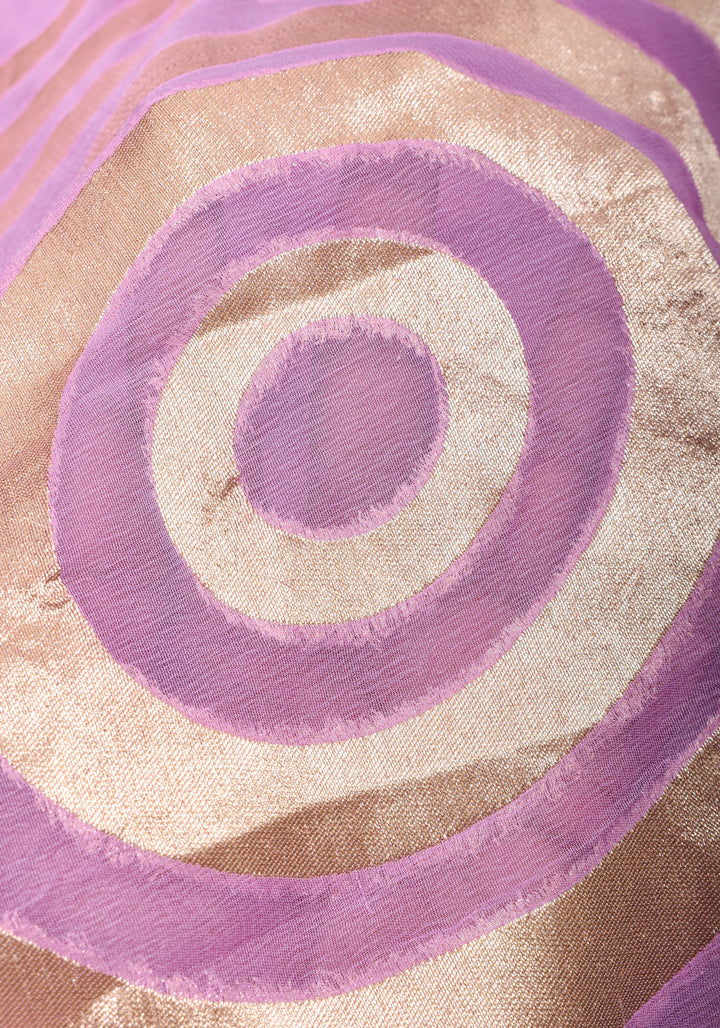 Light Violet Georgette Saree with Contemporary Swirls Jaal Zari | SILK MARK CERTIFIED
