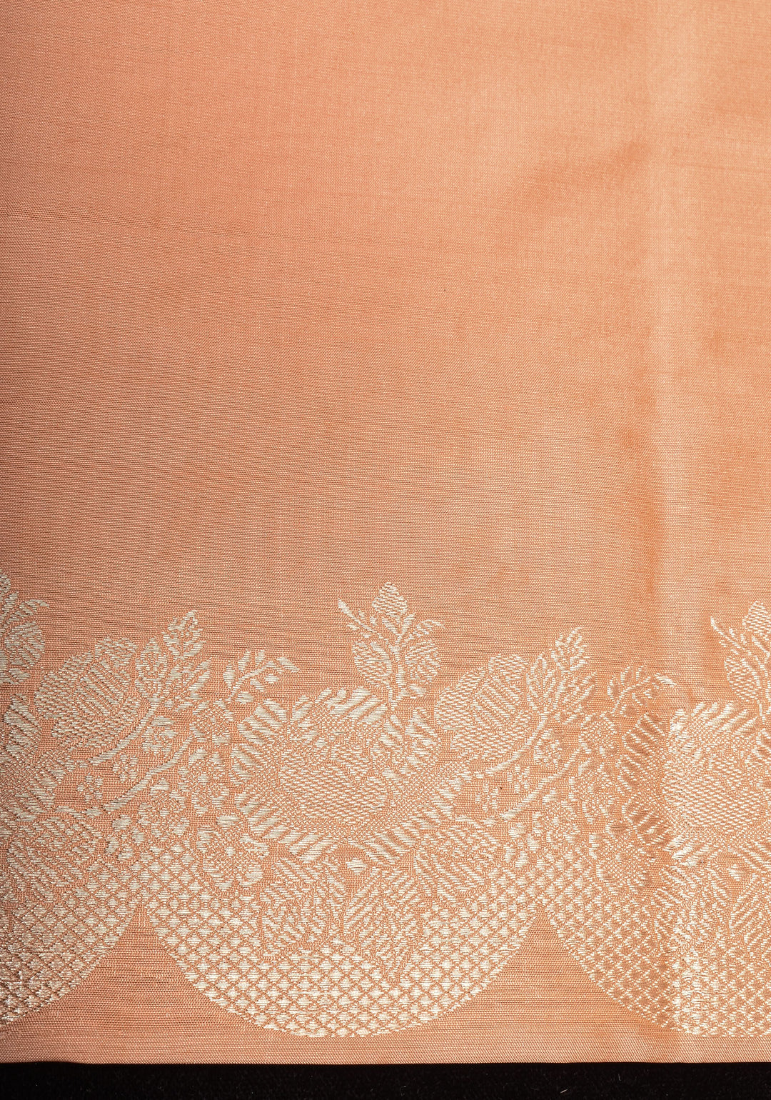 Peach Banarasi Katan Silk Saree with Zari Buttas and Scallop border design | SILK MARK CERTIFIED