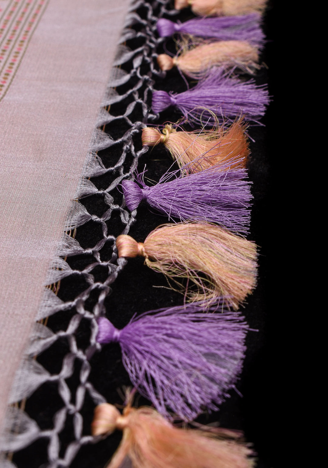 Gray Lavender Tanchoi Satin silk Saree with Floral Weave Design | SILK MARK CERTIFIED | Shobitam