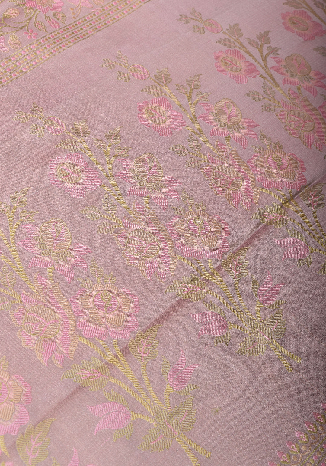 Gray Lavender Tanchoi Satin silk Saree with Floral Weave Design | SILK MARK CERTIFIED | Shobitam