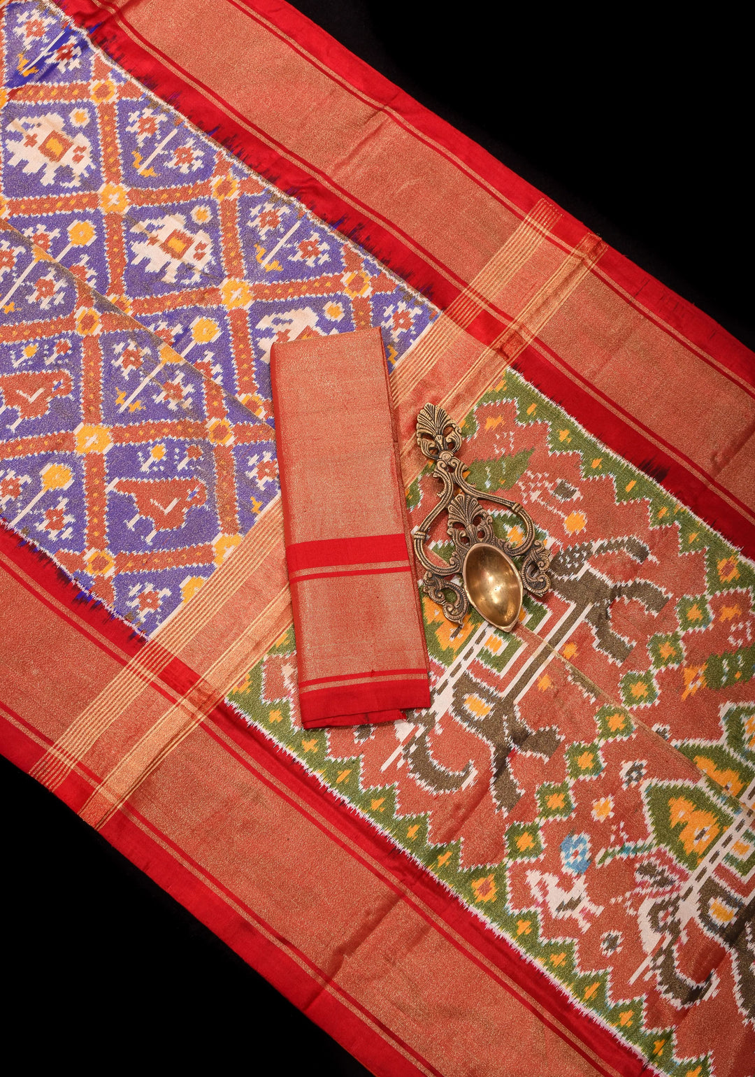 Lilac Tone Exquisite Tissue Silk Ikkat Saree with Red Contrast zari Border and pallu I SILK MARK CERTIFIED