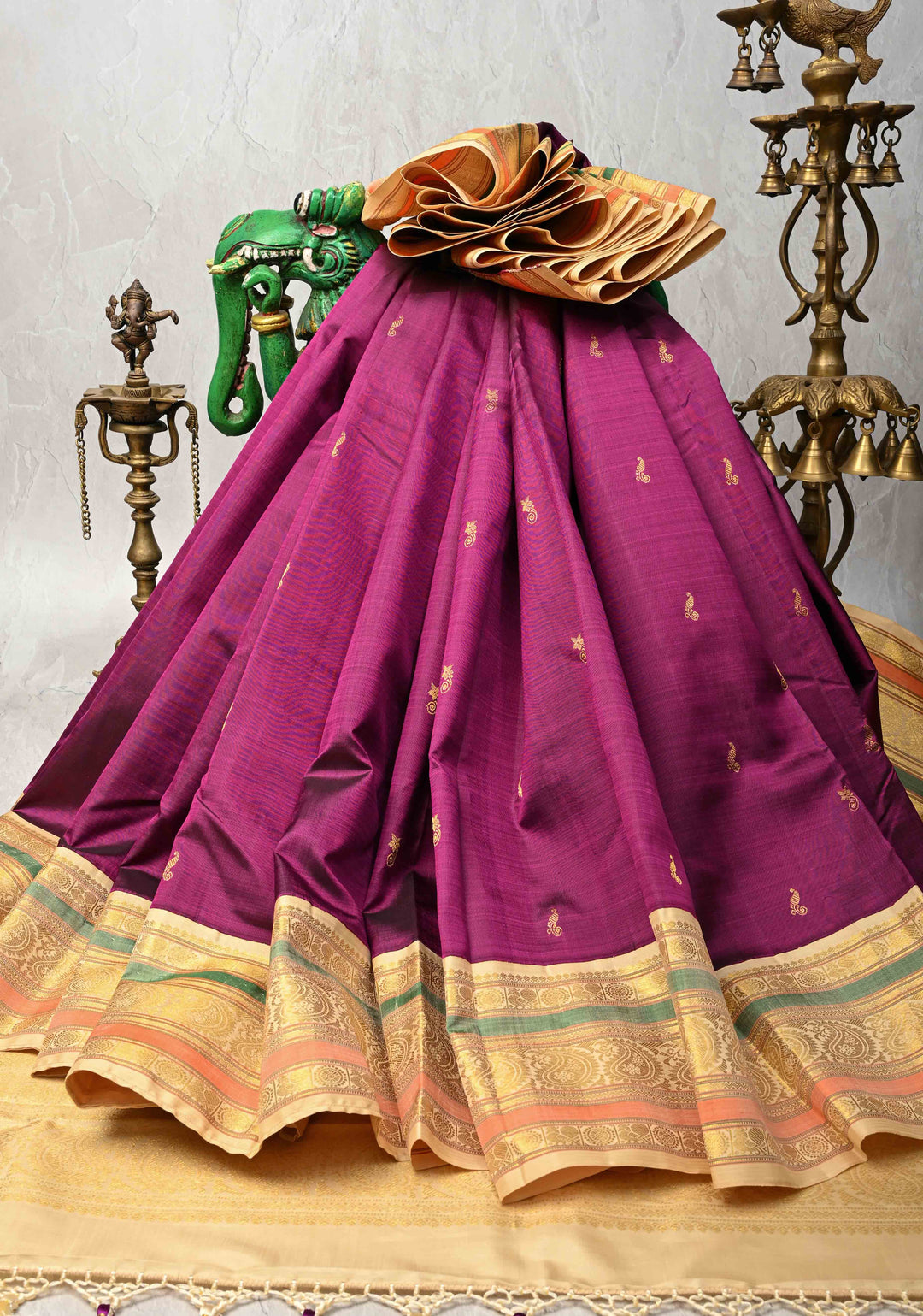 Vadamalli Purple Kanjivaram Pure Silk Saree with Zari Buttis and