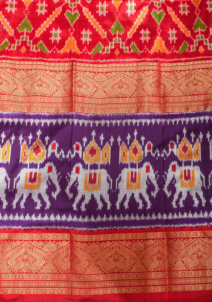 Ikkat Kanjivaram Fusion Saree in Dusty Mauve with Twill Design body and Ambari Border | SILK MARK CERTIFIED