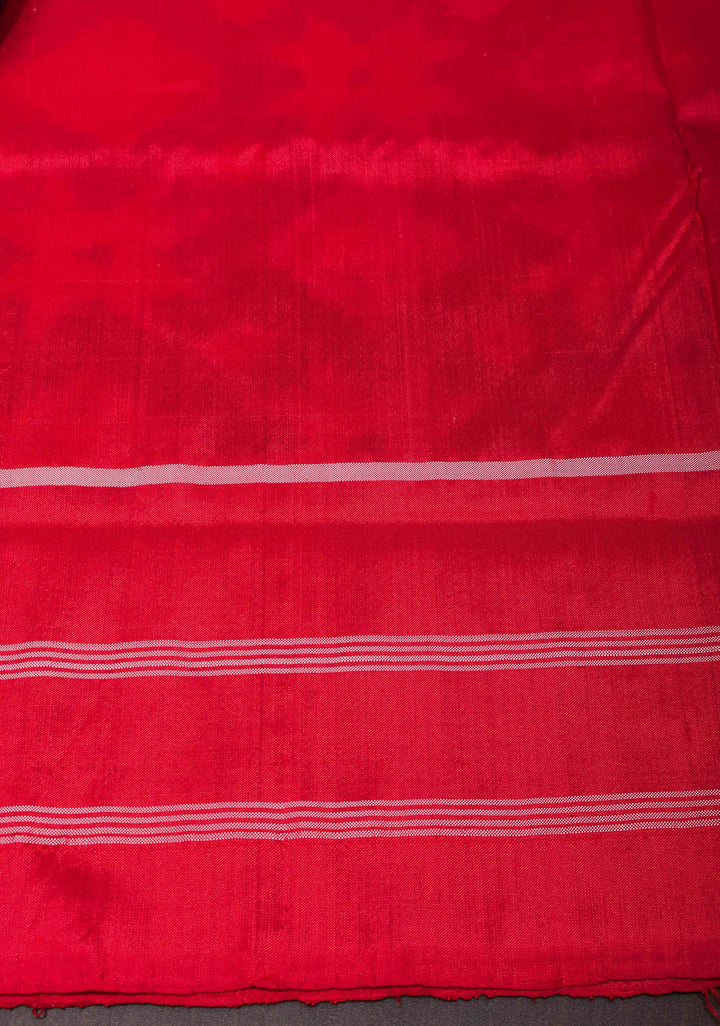 Ink Blue Geometric Motifs Ikkat Silk Saree with Ikat Panel Border| SILK MARK CERTIFIED