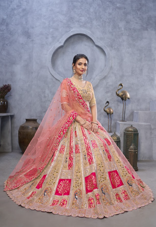 Heritage Grace Embroidered Lehenga in Cream for special occasions
