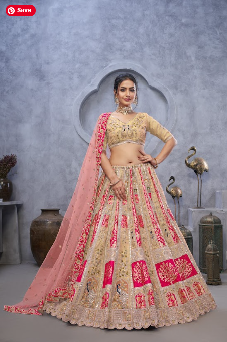 Heritage Grace Embroidered Lehenga in Cream for special occasions