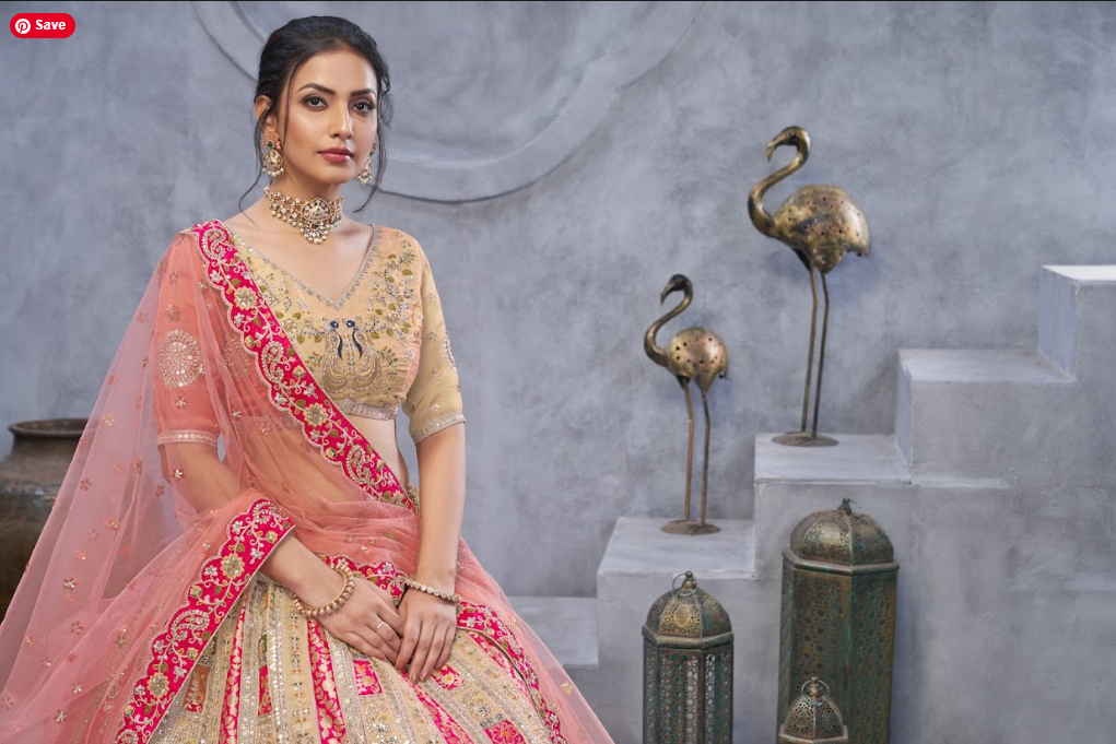 Heritage Grace Embroidered Lehenga in Cream for special occasions