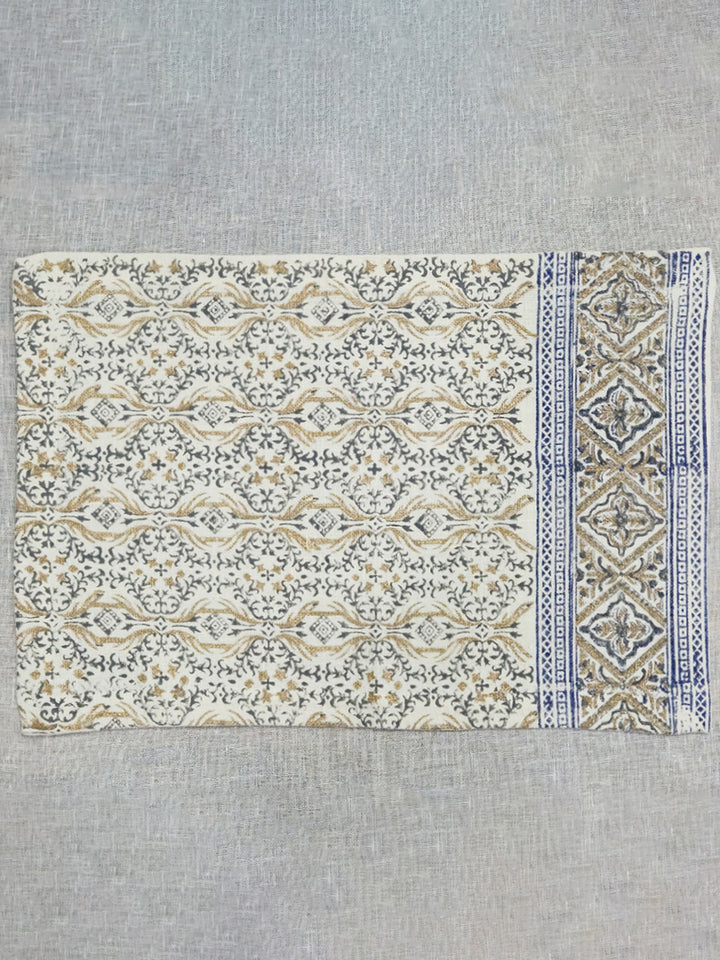 Set of 6 pcs Deep cream Hand Block Printed Pure Linen Table Mats