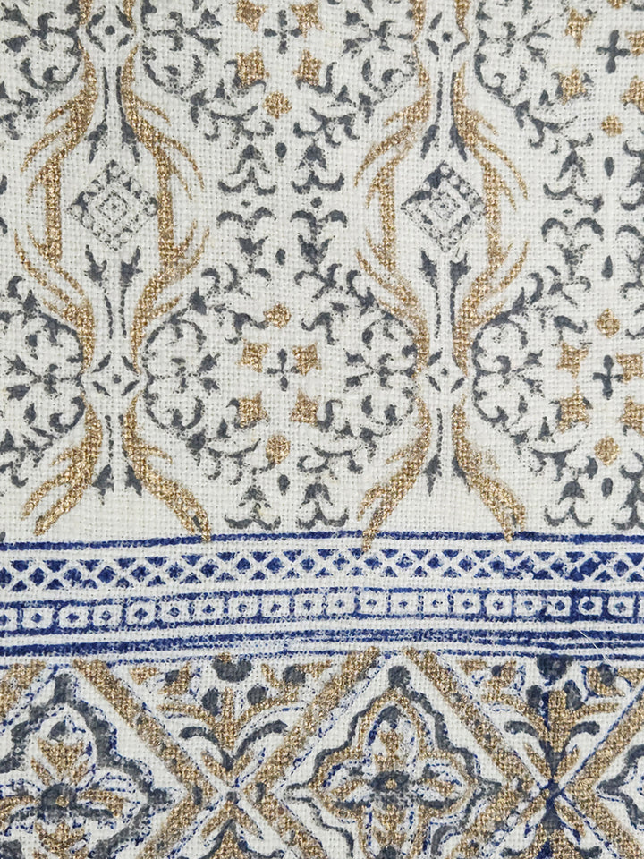 Set of 6 pcs Deep cream Hand Block Printed Pure Linen Table Mats