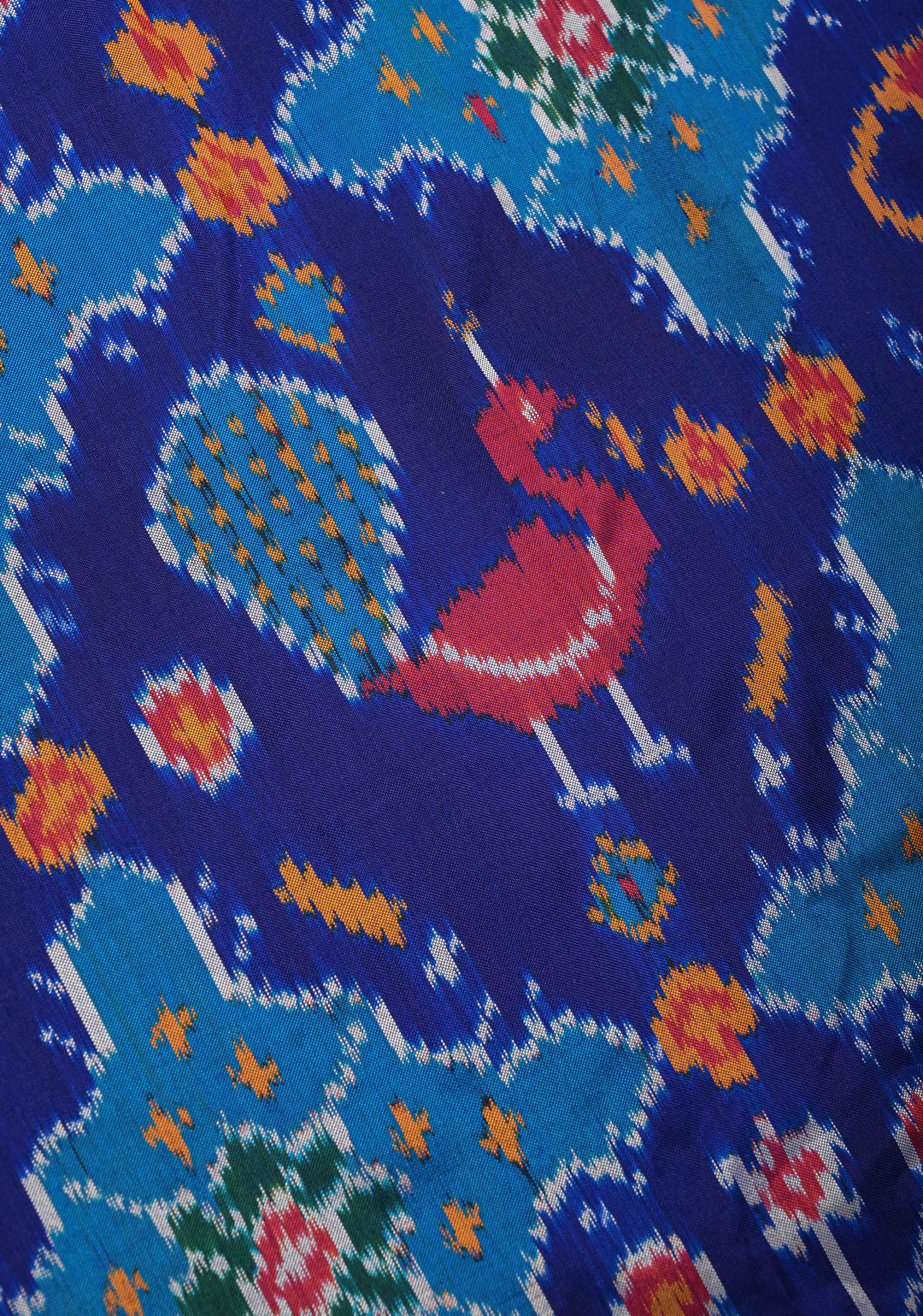 Ink Purple-Blue Pochampally Ikkat Pure Silk Saree with Vanasingaram Brocade and Zari Border | SILK MARK CERTIFIED