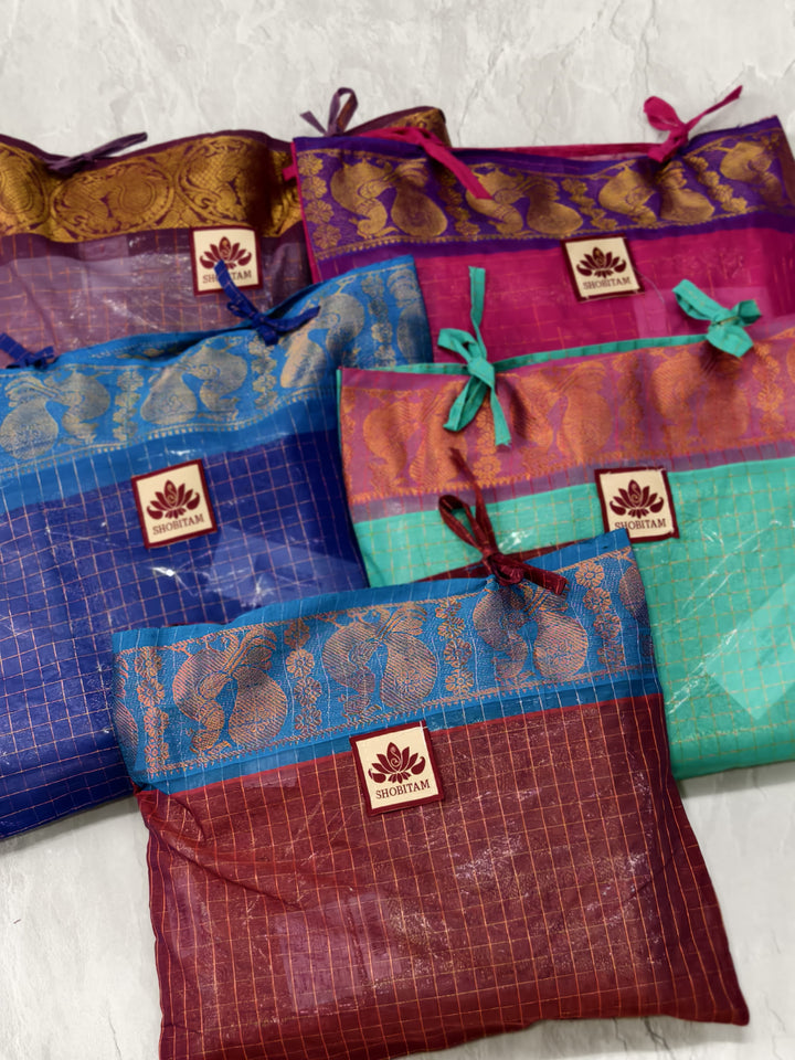 Discounted Bundle of 20 for Gifting:  Assorted Mix of Kanjivaram Meenakari Tissue Semi Silk Sarees