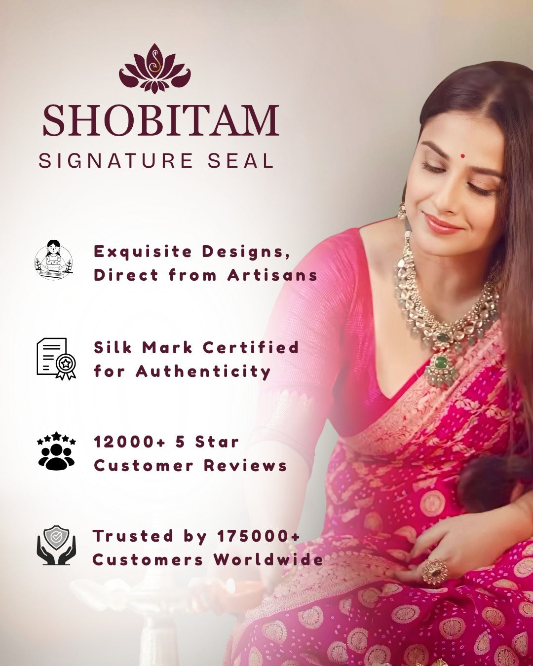 Exquisite Purple Banarasi Tussar Georgette Saree with Brush Dye Floral Design and Zari Temple Border | SILK MARK CERTIFIED | Shobitam